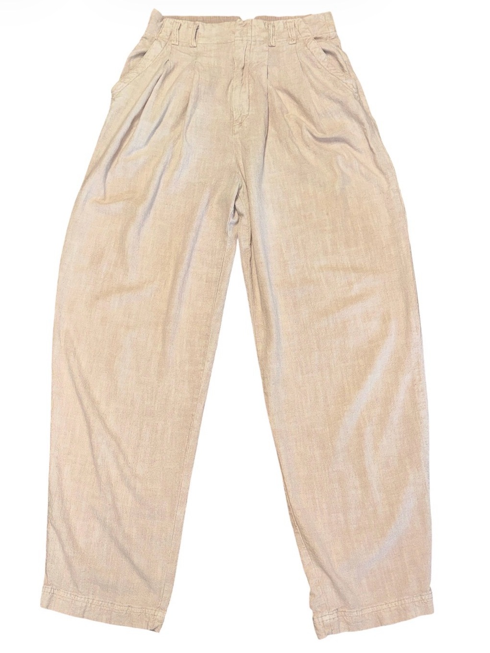 Free People Viscose Linen Relaxed Women’s Trousers Cream Size 4 - Picture 2 of 11